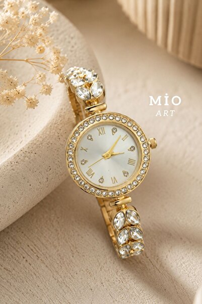 MioArt Crystal Queen Gold Kadın Saat – Zirkon Taşlı Premium Luxury Bileklik S...