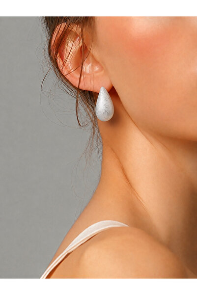 Markiz Takı Matte Gray Drop Earrings Pair (3.5 cm)