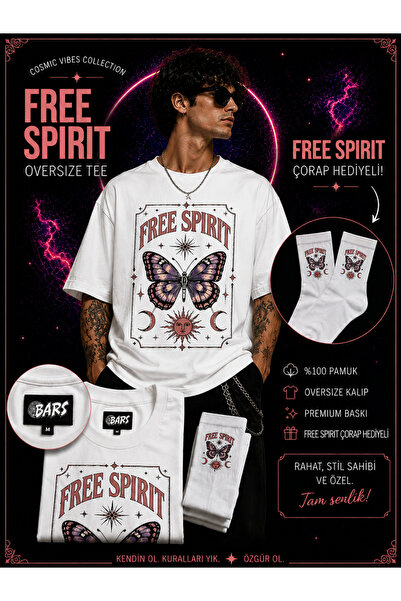 barsdepo Free Sipirit Unisex Oversize Premium T-Shirt |   Socks with Gift