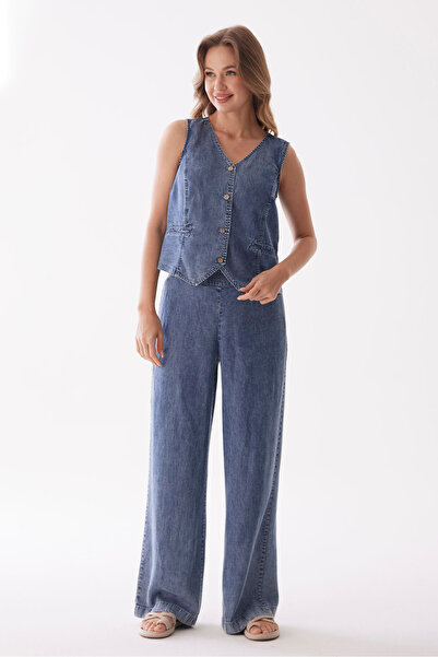Tencel Korşajlı Kot Pantolon