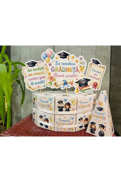 OEM Set cutii “felie de tort “ tematica absolvire grădiniță