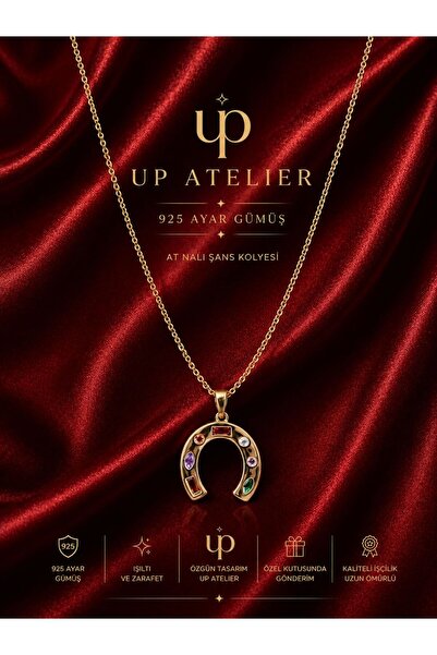 Up Atelier 925 Ayar Gümüş Zirkon Renkli Taşlı At Nalı Model