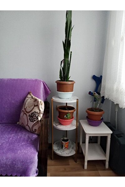 AKKAYAHOME Dekoratif 3 katlı Raflık, Çiçeklik, Köşe Rafi, Sehpa Çok Amaçlı Raf
