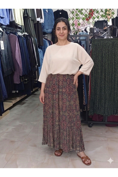 Modanur butik Desenli standart beden günlük rahat giyim etek
