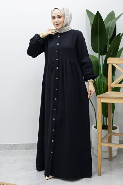 Tesettür Dünyası Buttoned Muslin Dress Tsd260219 Black
