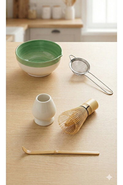 MATCHİVA 5 Parça Matcha Seti (Matcha Kase, Bambu Whisk Çırpıcı, Bambu Scoop K...