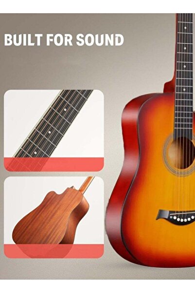 Arabest 38-inch Acoustic Guitar Starter Set,18-Fret,Steel Strings,All-Wood,Ri...