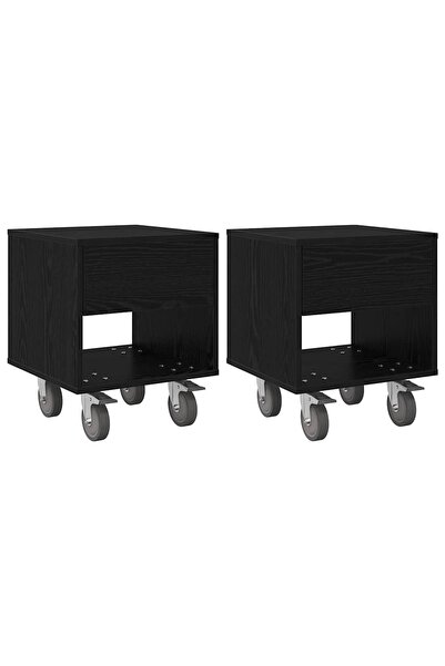 vidaxl Noptieră 2 pcs Stejar Negru 40,5 x 40 x 48 cm Lemn compozit