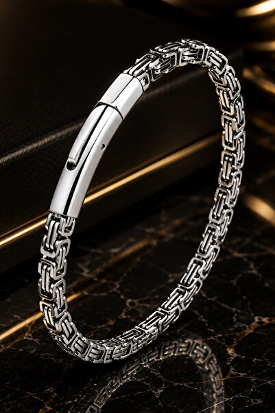 İyyaKee Men's Steel Bracelet 4mm Square King Model Special Design Steel Locka...