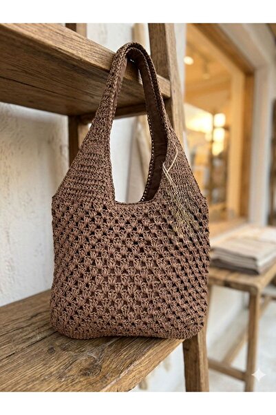 Axesoire Nwc-1088 Brown Hand Knitted Straw Bag