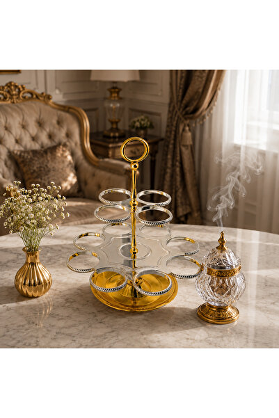 laverahome Luxury Design Royal Style Golden Silver Cup Serving Stand