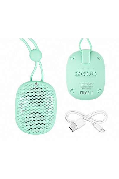 Generic مكبر صوت بلوتوث لاسلكي محمول صغير مع كابل شحن USB وحزام تعليق