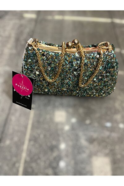 Fuschia Paris Yeşil Özel Davet Çantası