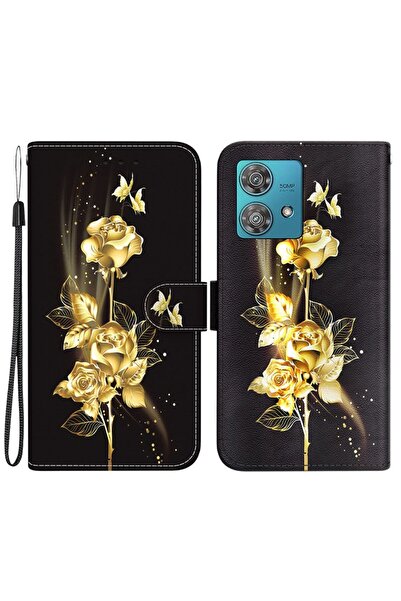 sscase Colored Drawing Θήκη Πορτοφόλι Gold Rose (Motorola Edge 40 Neo)