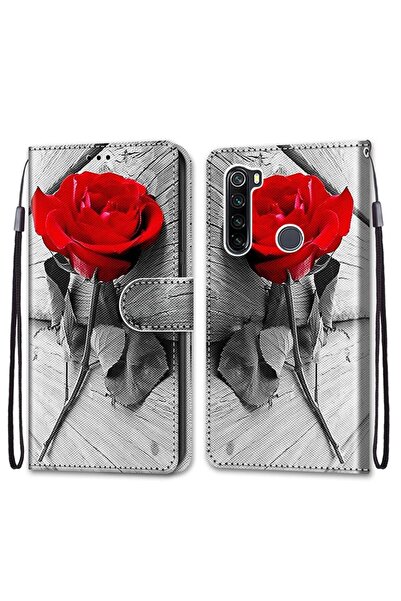 sscase Wood and Roses Θήκη Πορτοφόλι Wood Red Rose (Xiaomi Redmi Note 8)