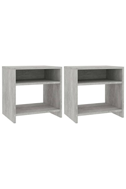 vidaxl Noptiere, 2 buc., gri beton, 40x30x40 cm, lemn prelucrat