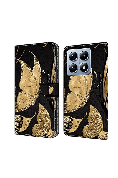 sscase Colored Drawing Θήκη Πορτοφόλι Golden Butterfly (Xiaomi 14T Pro 5G)