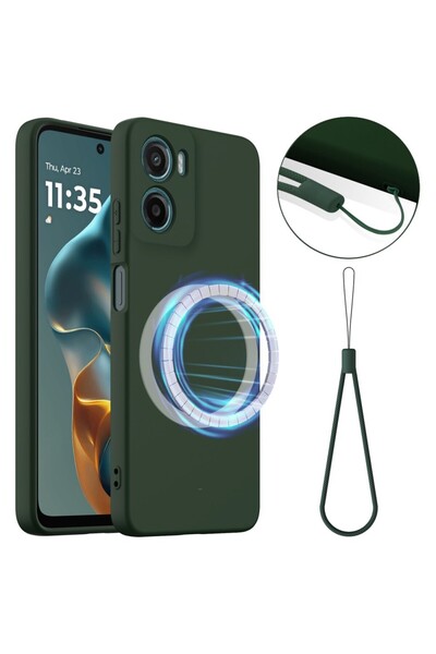 sscase MagSafe Solid Color Θήκη Σιλικόνης Dark Green (Motorola Moto E15 / G05)