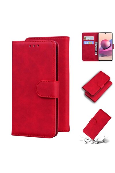 sscase Skin Feel Magnetic Θήκη Πορτοφόλι Red (Xiaomi Redmi Note 10/Note 10s)