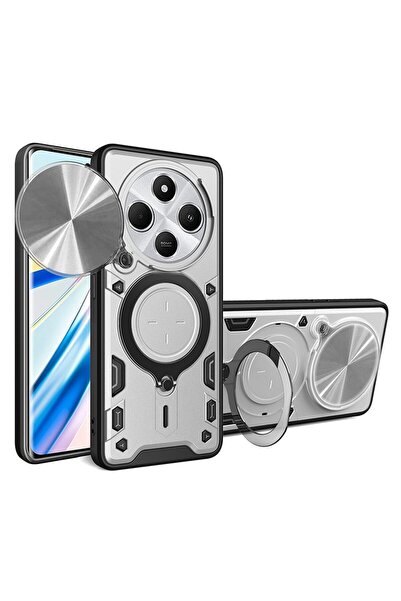 sscase Rotary Camera Lid Σκληρή Θήκη με Δαχτυλίδι Silver (Xiaomi Redmi 14C 4G...
