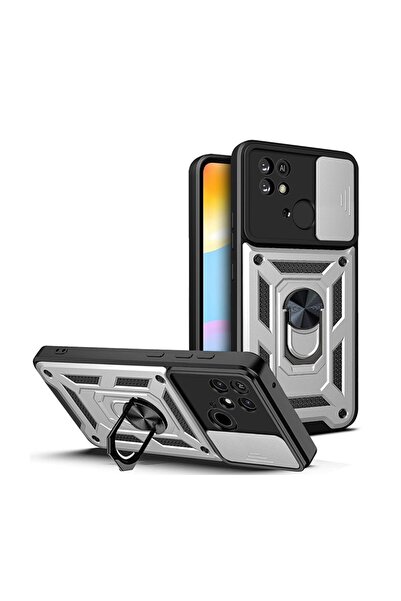 sscase Sliding Camera Cover Σκληρή Θήκη με Δαχτυλίδι και Κάλυμμα Κάμερας Silv...