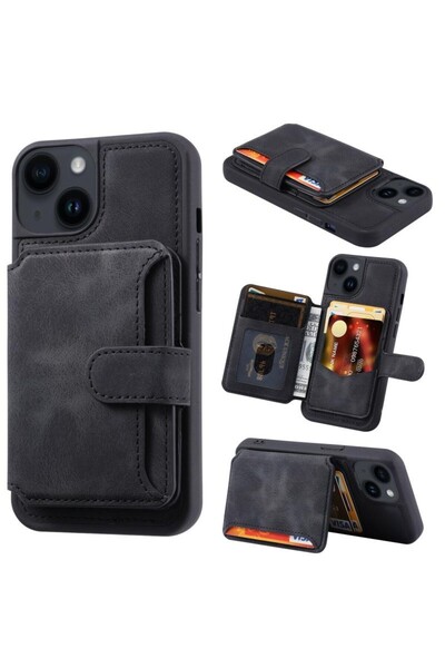 sscase Skin Feel Dream Θήκη Σιλικόνης με Πορτοφόλι Black (Apple iPhone 15 Plus)
