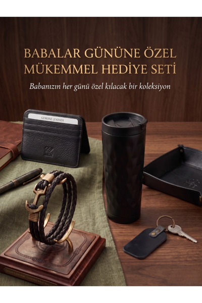 DEERDERİ مجموعة أتين من الجلد الأصلي المصنوعة يدويًا، تتضمن حامل بطاقات وسوار...