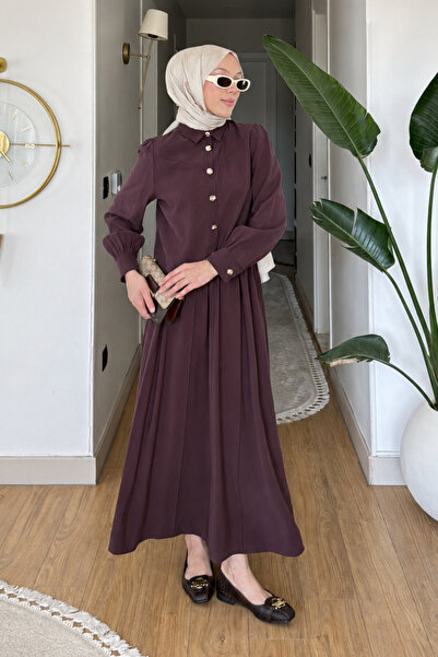 Tesettür Diyarı Yova modal fabric shirt - skirt hijab set - plum