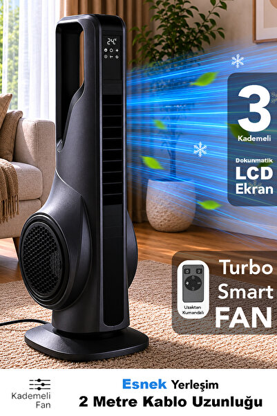 mimtec Turbo Smart Fan - Uzaktan Kumanfalı Soğutucu Dokunmatik LCD Ekran Fan