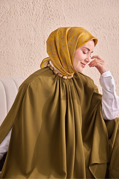 Silk Home وشاح حرير تويلي أصفر اللون