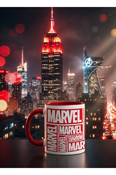 iyi fikirler Marvel Logo Themed Special Design Red Porcelain Mug