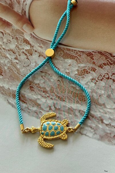 Trendy Butik Blue enamel turtle figured bracelet