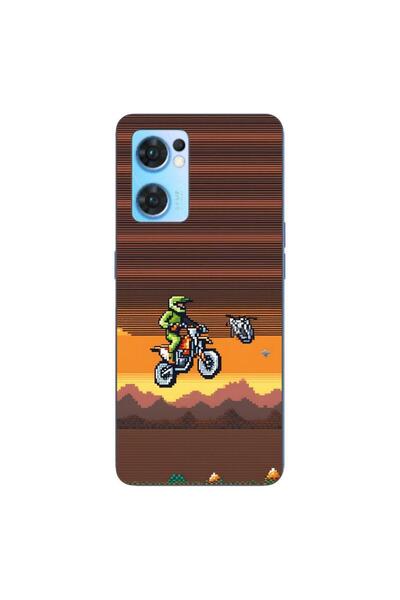 OEM Husa compatibila cu Oppo Reno7 5G Silicon Gel Tpu Model Pixel Art Motorcross