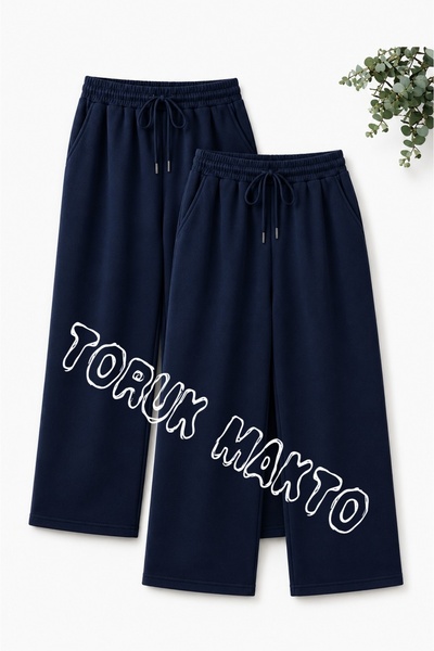 TORUK MAKTO 2 Pieces Unisex Regular Pipe Leg Navy Blue Color Sweatpants