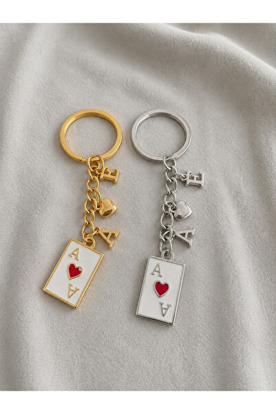 PURE BERRY As Card with Initial Letters, Pair of Love Keychains for Loved One...