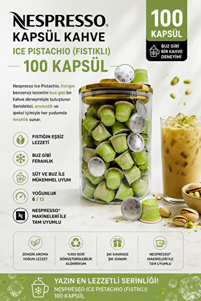 Nespresso Kapsül Kahve Pistachio (Fıstıklı) 100 Kapsül + Kutu Hediyeli