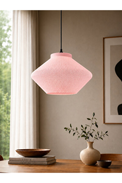 Limon 3D Desing Pembe Tekli Sarkıt Avize Mesh Dokulu Rattan Görünüm Pinterest...