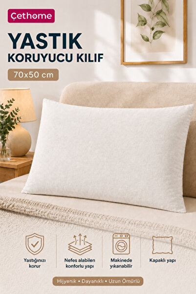 Weweus ÇetHome 50x70 cm Ekru Yastık Koruyucu Kapaklı Kılıf