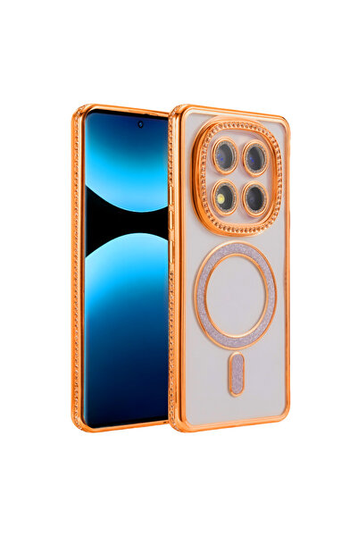 UnDePlus Xiaomi Redmi Note 15 Pro 4G Kılıf M-Safe Şarj Uyumlu Simli Kamera Ke...