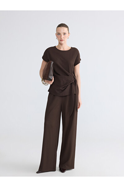LC Waikiki Pantaloni de damă texturati cu talie elastică
