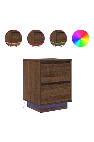 vidaxl Noptiera cu lumini LED Stejar maro 38x34x50 cm