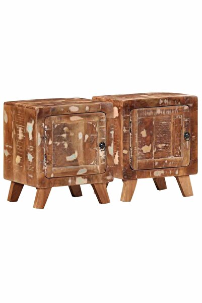 vidaxl Noptiera 2 buc 40x32x46 cm lemn masiv recuperat