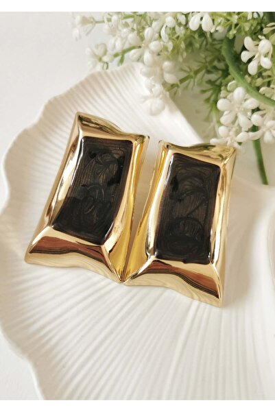 Halley Concept Brown Elara Mine Plated Geometric Steel Earrings 3.5X6 cm