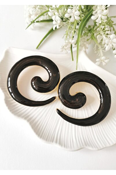 Halley Concept Coffee Color Luna Spiral Mine Plated Steel Earrings 6X5.5 cm