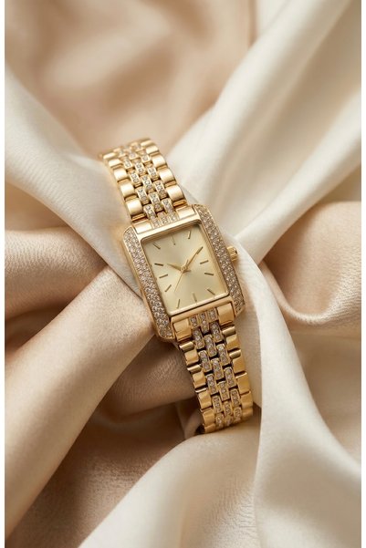 KLISHE Butik Diva Women's Steel Watch Gold Color Rectangular Case Vintage Old Money Luxury Elegant Stylish Women's Wristwatch |   Premium Limited Edition 2026