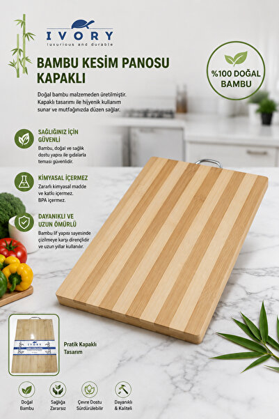 Alıç Ivory Bamboo Cutting Board 22X32 cm Natural Bamboo Healthy and Durable K...