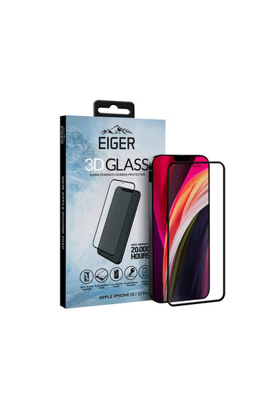 EIGER Folie iPhone 12 / 12 Pro Sticla Curbata 3D GRS Clear Black