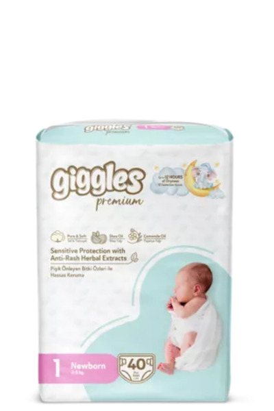 giggles Scutece pentru copii cu bandă adezivă laterală, Premium, Nou-născut, ...