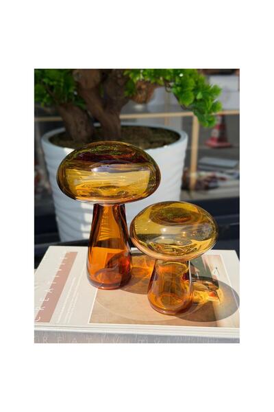 Doğa İTHAL CAM MANTAR AMBER BÜYÜK 12X12X17