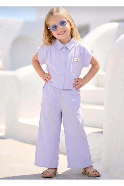 aykidsclup Girl's Lilac Shirt and Trousers Two-Piece Set 84000-L